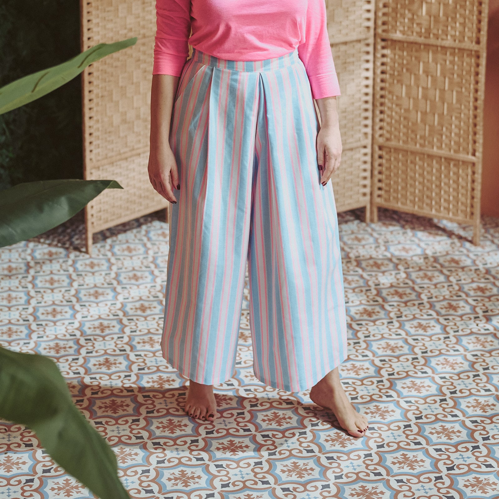 gonna pantalone margherita - Oxford fluo rosa - I Versiliani -  abbigliamento bambini per la nanna e il giorno
